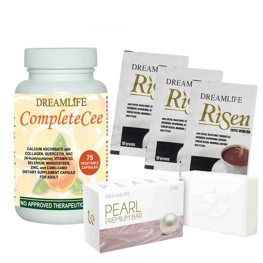 1 BOTTLE COMPLETECEE + FREE 1 PEARL SOAP + FREE 3 sachets of Anti-aging coffee