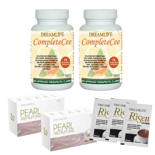 2 BOTTLES COMPLETECEE + FREE 2 PEARL SOAP + FREE 3 sachets of Anti-aging coffee